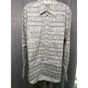 Rafter C Cowboy Collection Western Shirt Mens‎ XL Pro Flex Pearl Snap Lt Grey